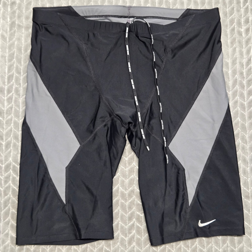 Nike Swim Mens Jammer Shorts Black Gray Size 38 Performance Trunks NESS4044